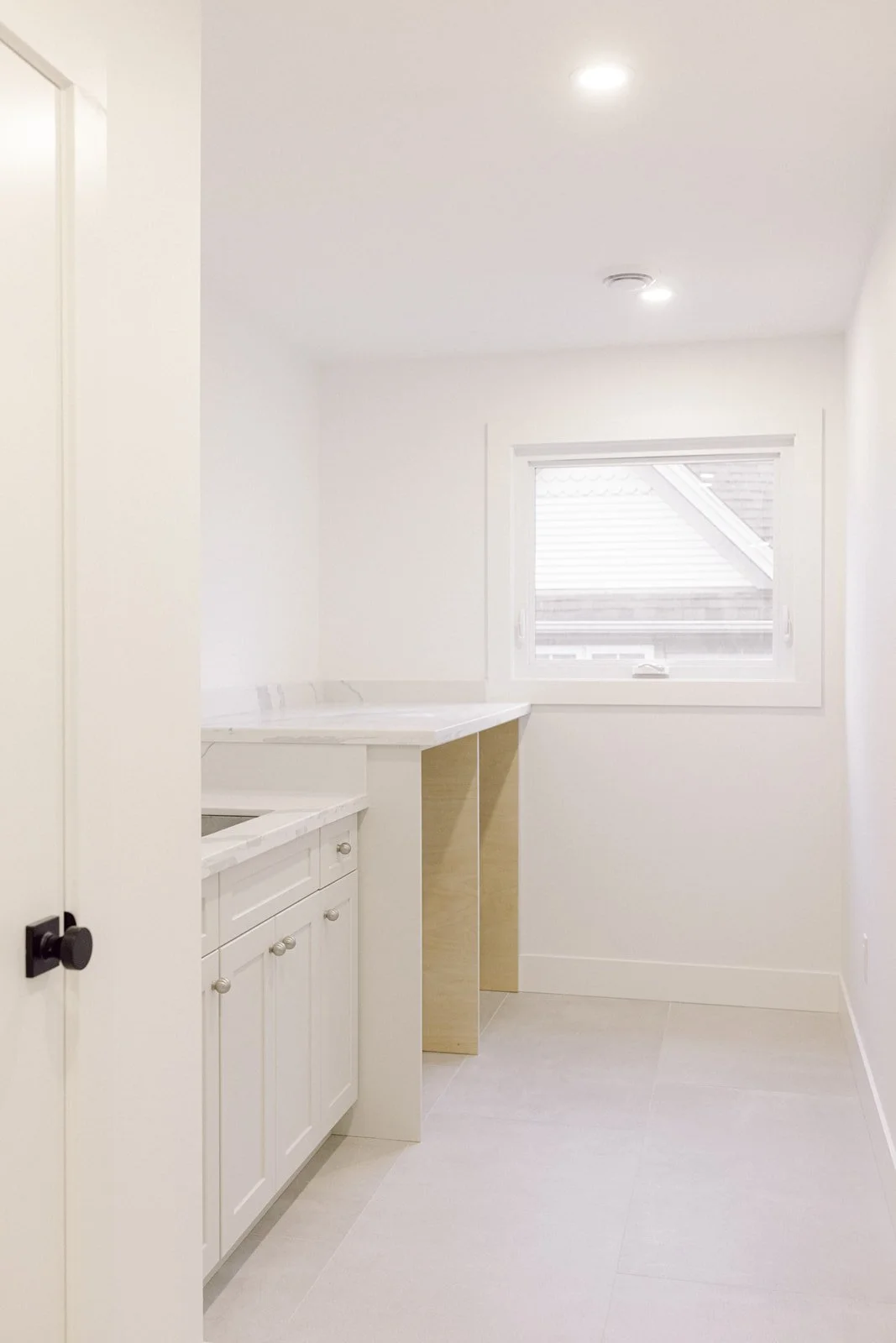 Scullery with wood shelving